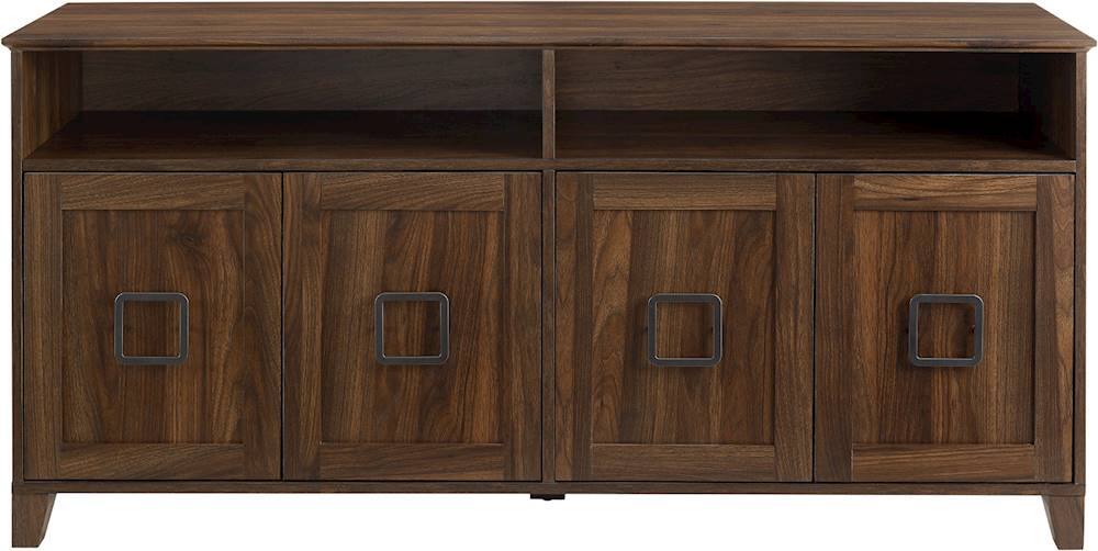 Front. Walker Edison - Modern Storage Console for Most TVs Up to 64" - Dark Walnut.
