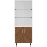 Walker Edison - Modern Wood Bookmatch Storage 2-Door 3-Shelf Bookcase - Solid White - Front_Zoom