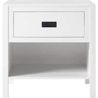 Walker Edison - Classic Rectangular Solid Wood 1-Drawer Nightstand - White - Front_Zoom