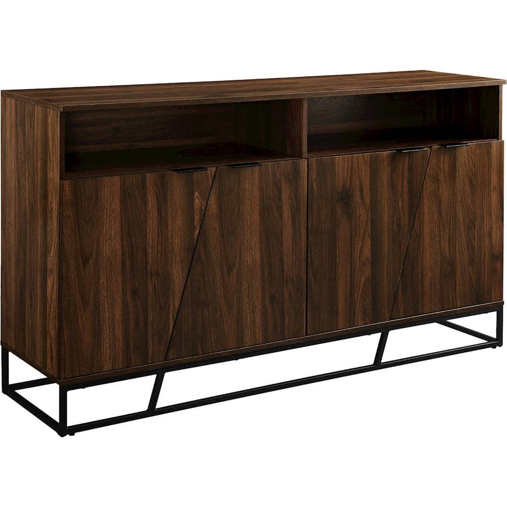 Walker Edison – 58″ Contemporary Angled-Door 2-Shelf Sideboard – Dark Walnut Sansujyuku sansujyuku.com