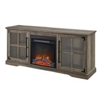 Walker Edison - Farmhouse Glass Door Long Handle Fireplace TV Stand for Most TVs up to 65" - Grey Wash - Alt_View_Zoom_11