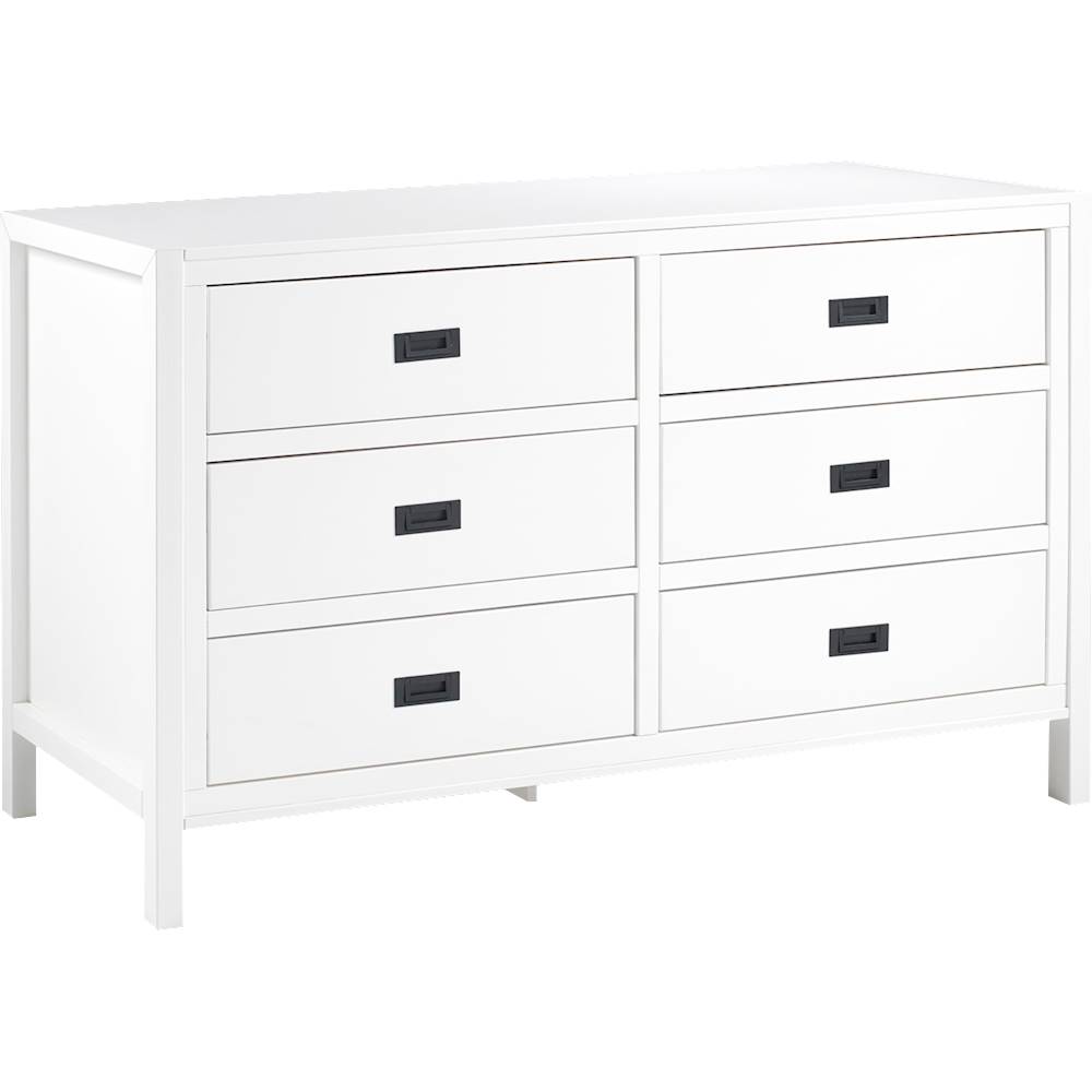 Angle View: Walker Edison - Solid Wood Modern Classic 6-Drawer Dresser - White