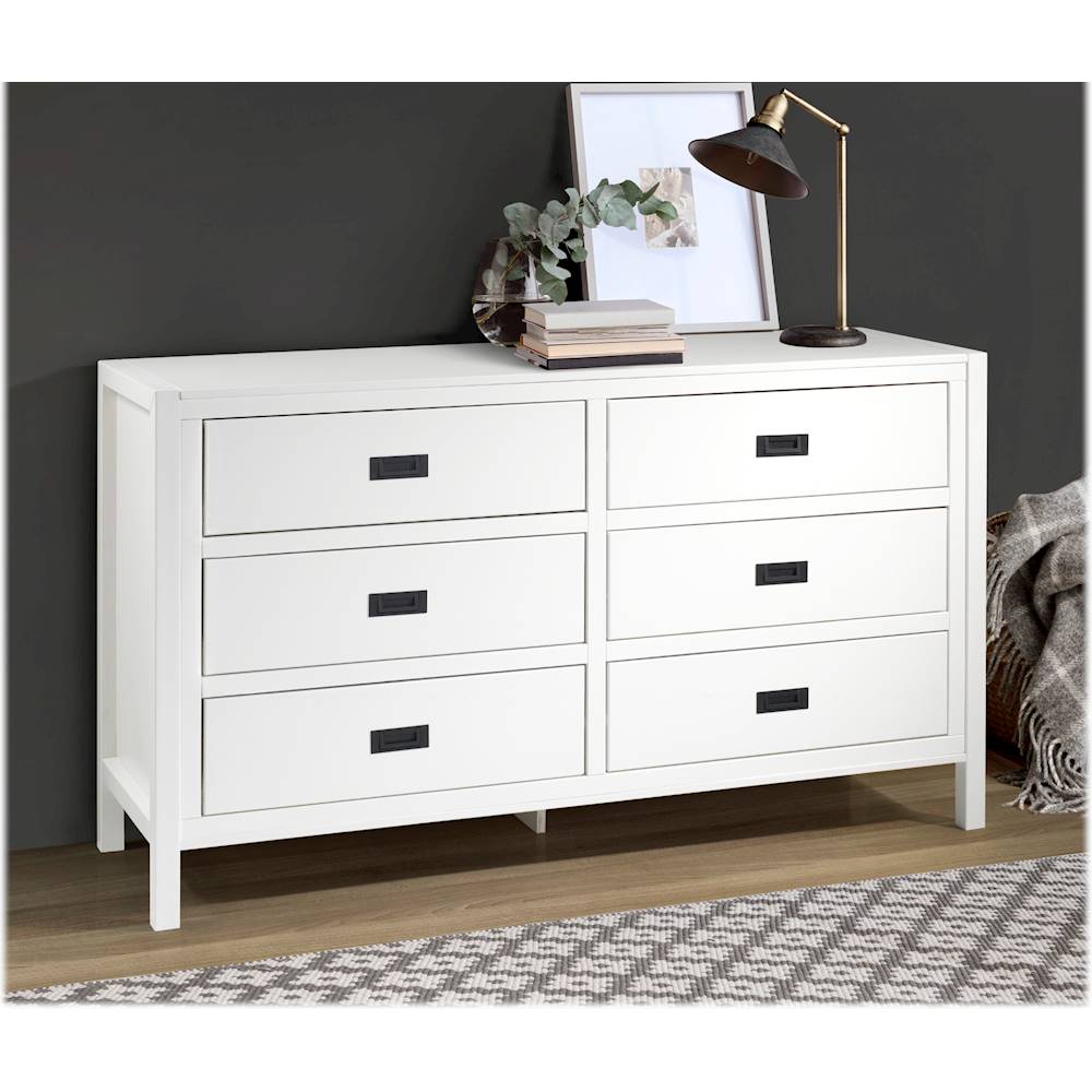Walker Edison Furniture Company Classic Mid Century Modern 6-Drawer White  Solid Wood Dresser HDR6DDDRWH - The Home Depot