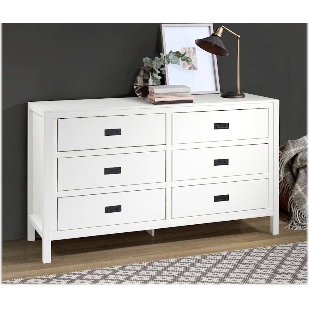 Alt View 12. Walker Edison - Solid Wood Modern Classic 6-Drawer Dresser - White.