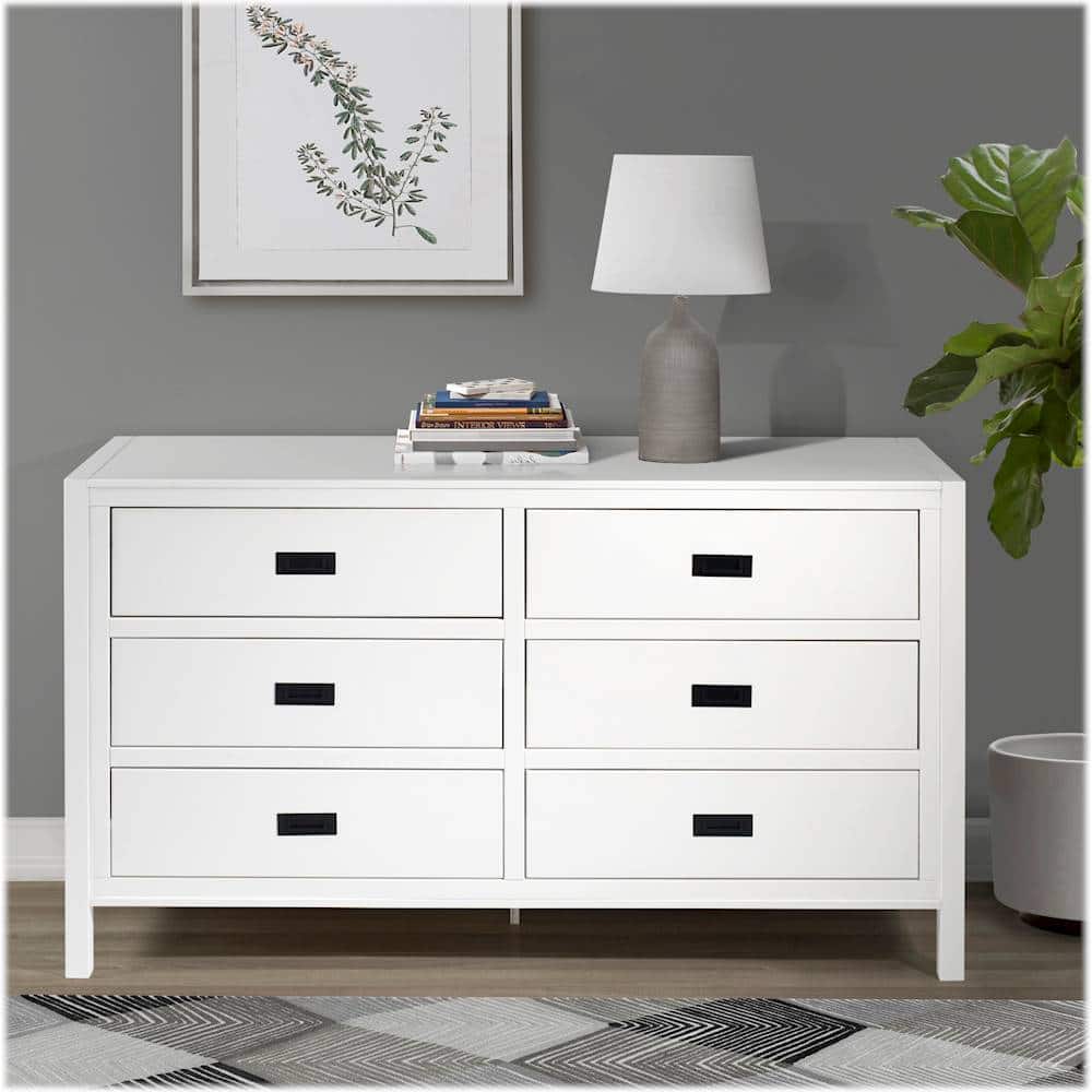 Alt View 13. Walker Edison - Solid Wood Modern Classic 6-Drawer Dresser - White.