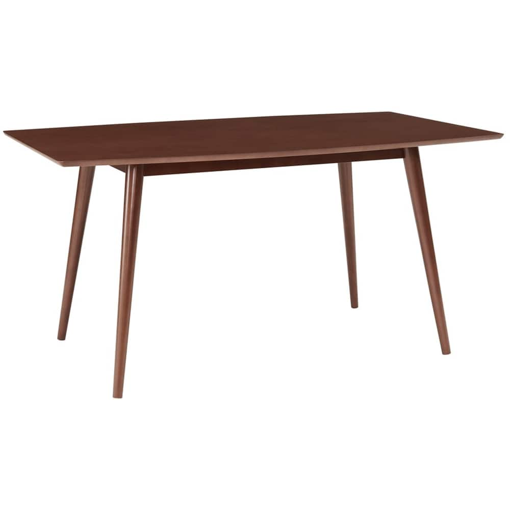 Left View: Walker Edison - Rectangular Mid-Century Modern Rubberwood Table - Walnut