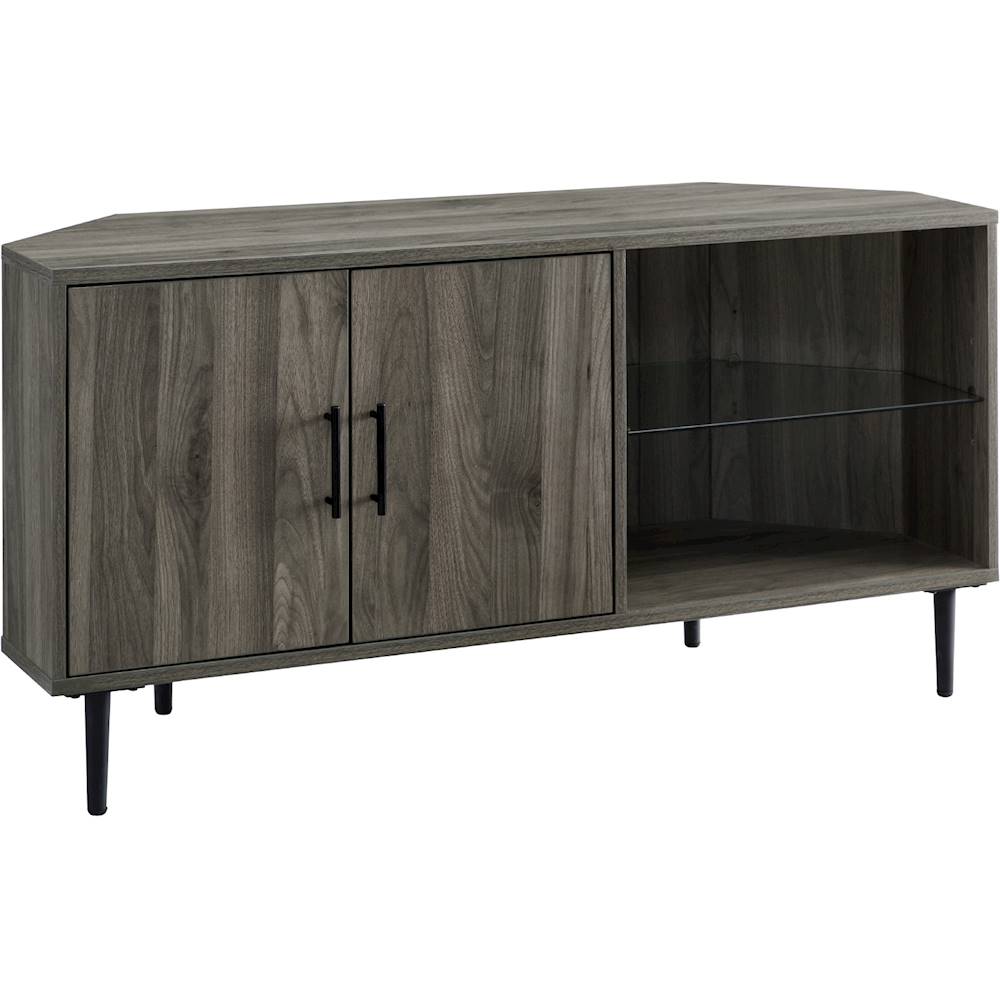 Angle View: Walker Edison - Corner TV Console for Most Flat-Panel TVs Up to 52" - Slate Gray