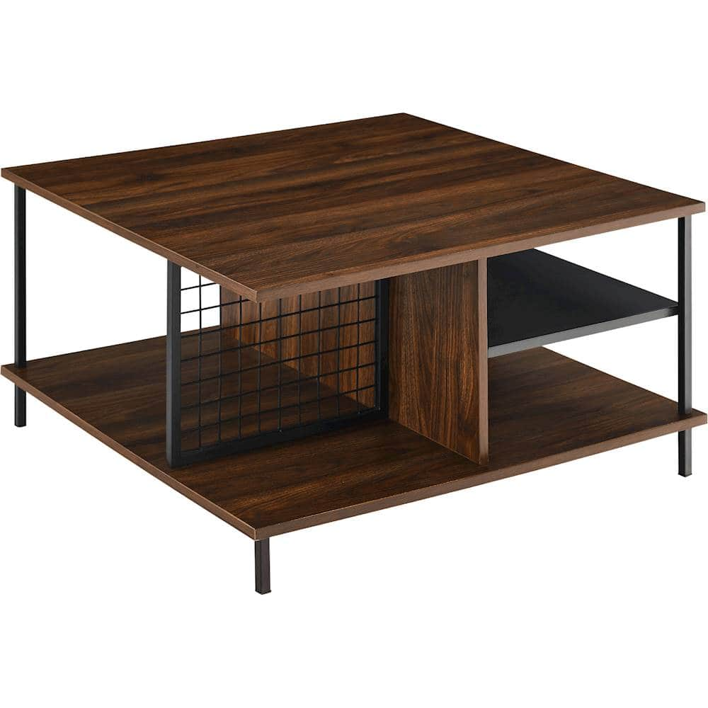 Angle View: Walker Edison - Square MDF/Durable Laminate Coffee Table - Dark Walnut