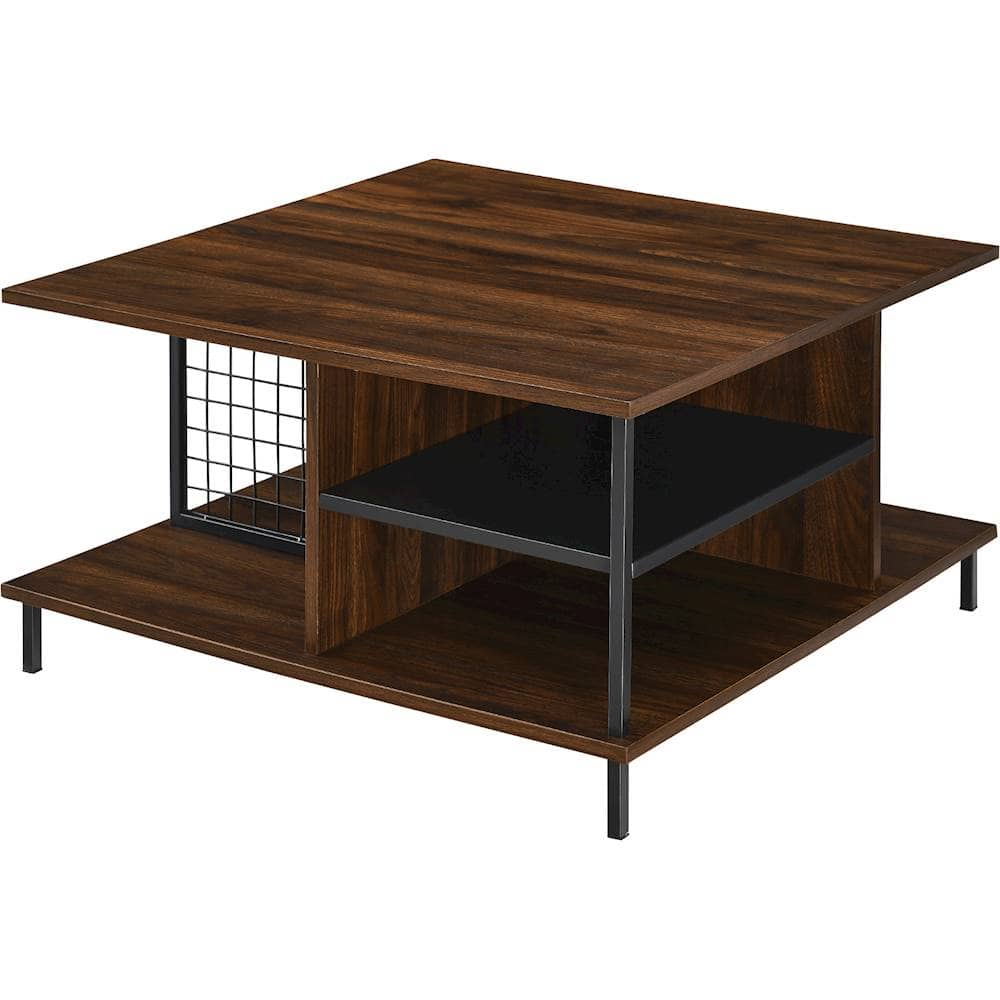 Left View: Walker Edison - Square MDF/Durable Laminate Coffee Table - Dark Walnut