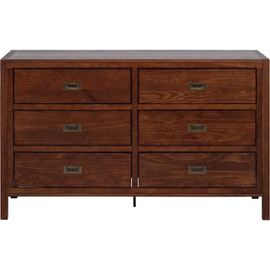 Walker Edison Solid Wood Modern Classic, Solid Walnut 6 Drawer Dresser