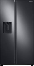 Front. Samsung - 27.4 cu. ft. Side-by-Side Refrigerator with Large Capacity - Black Stainless Steel.