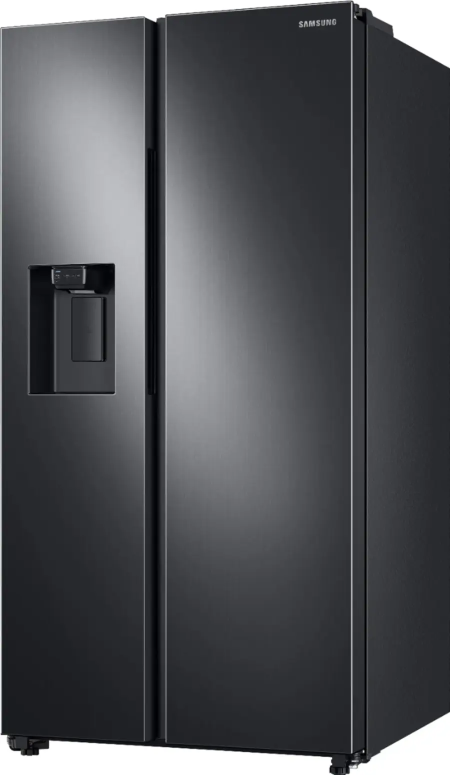 Left. Samsung - 27.4 cu. ft. Side-by-Side Refrigerator with Large Capacity - Black Stainless Steel.
