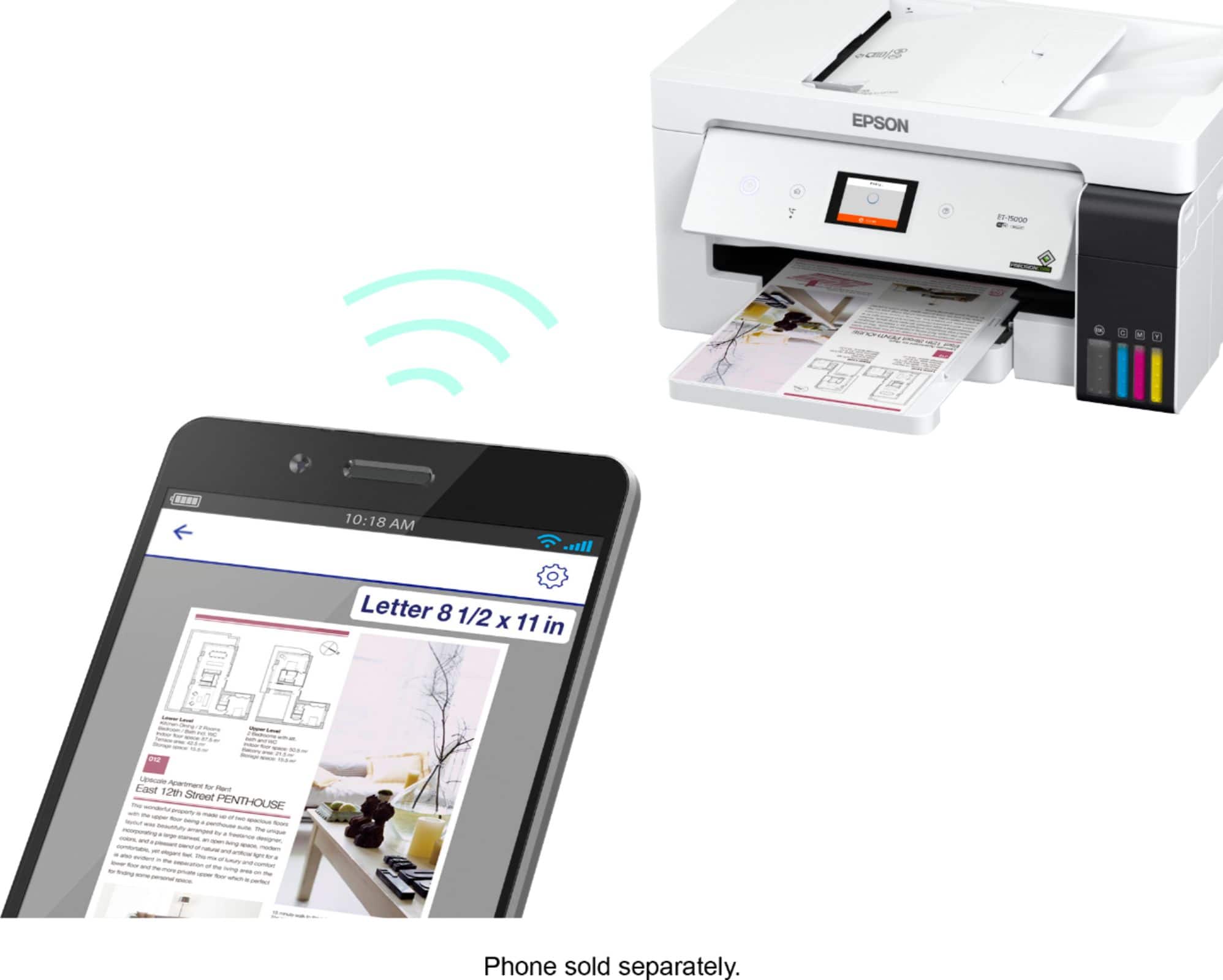 Alt View 18. Epson - EcoTank ET-15000 Wireless All-In-One Inkjet Printer - White.