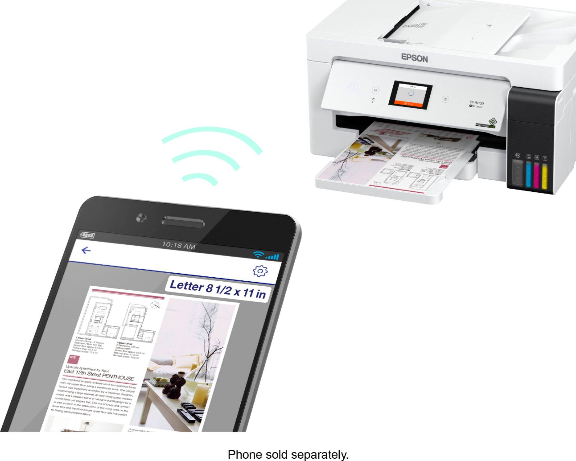 Alt View 18. Epson - EcoTank ET-15000 Wireless All-In-One Inkjet Printer - White.