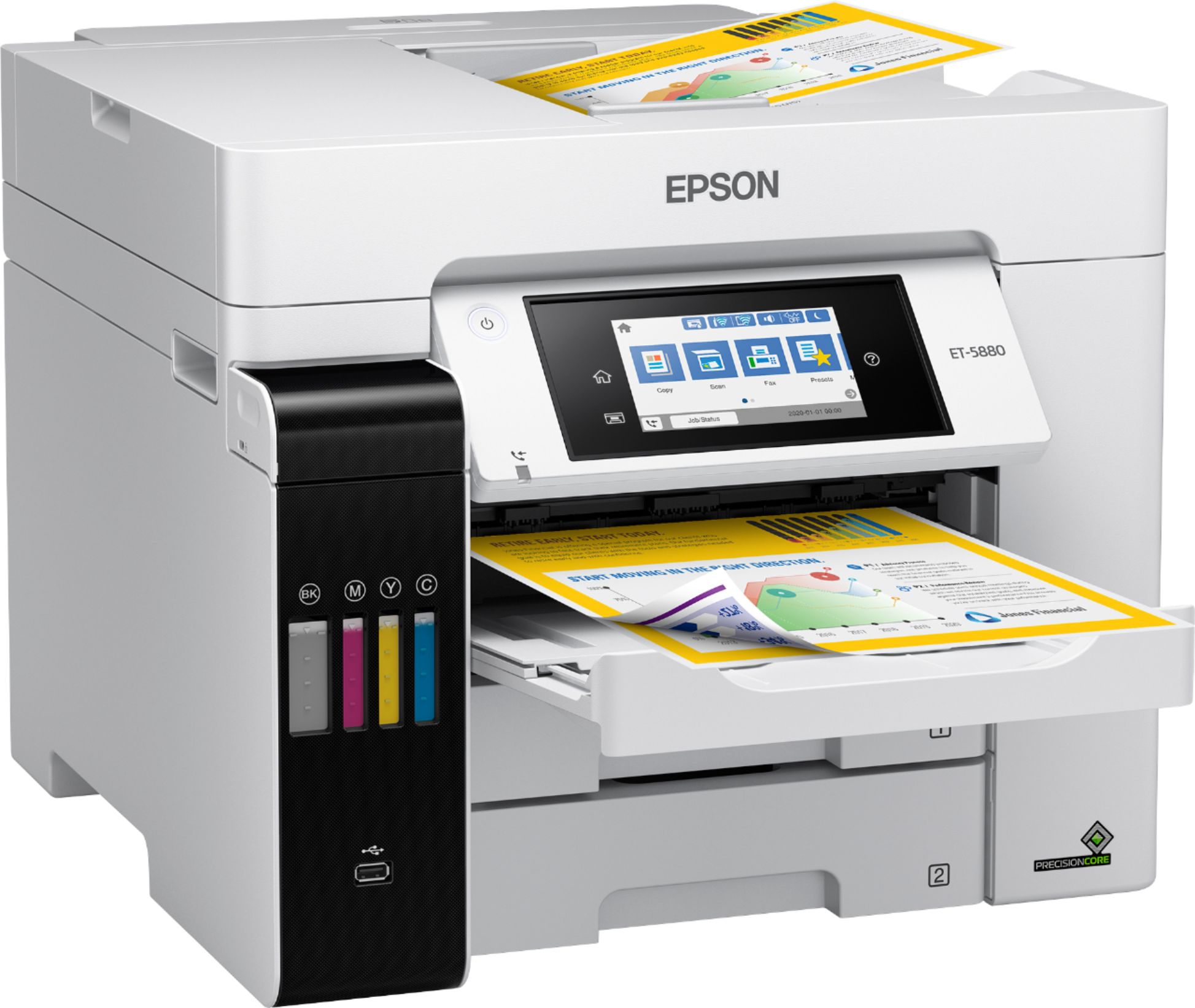 Angle View: Epson - EcoTank Pro ET-5880 Wireless All-In-One Inkjet Printer with PCL Support