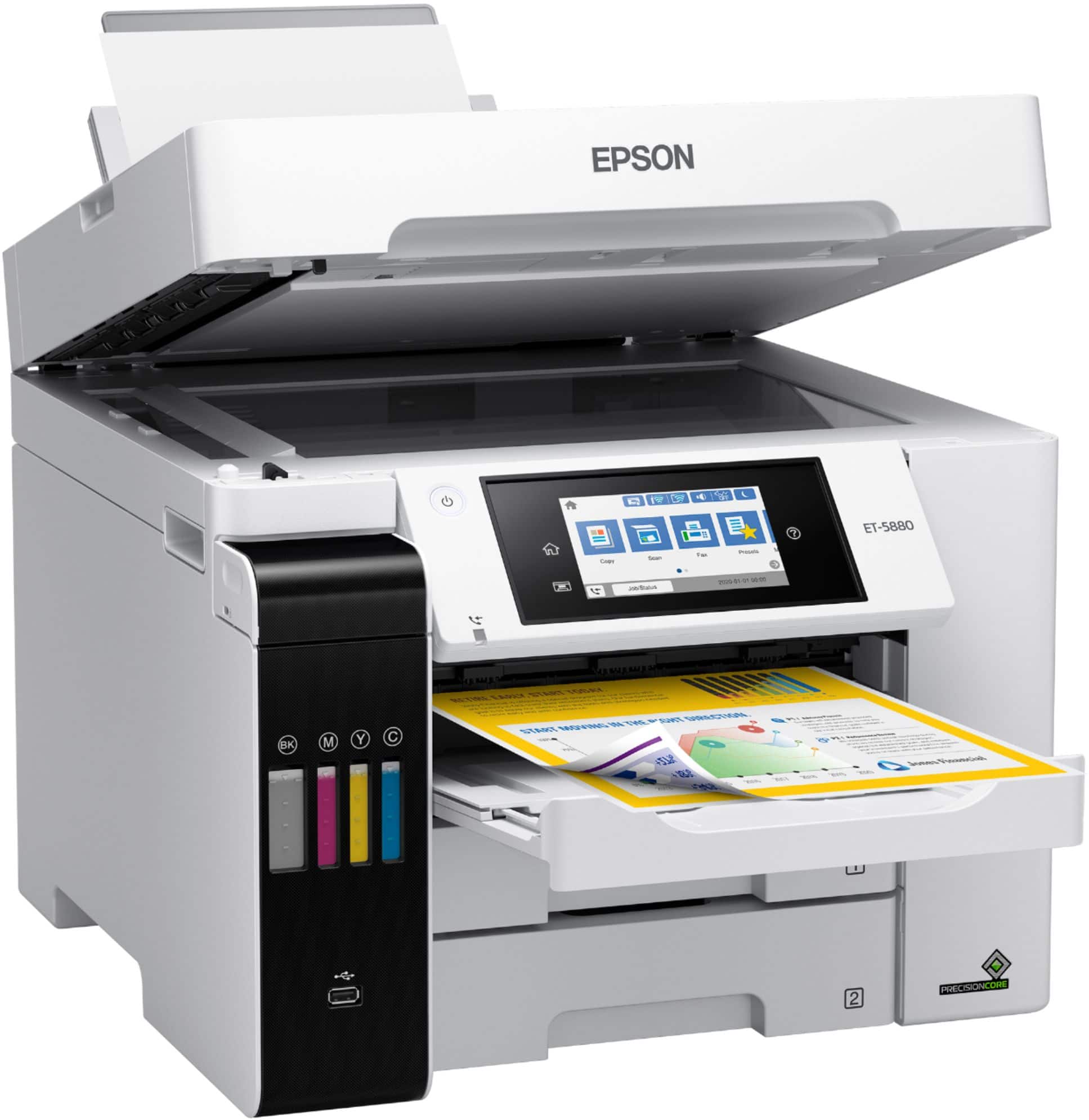 Alt View 13. Epson - EcoTank Pro ET-5880 Wireless All-In-One Inkjet Printer with PCL Support - White.