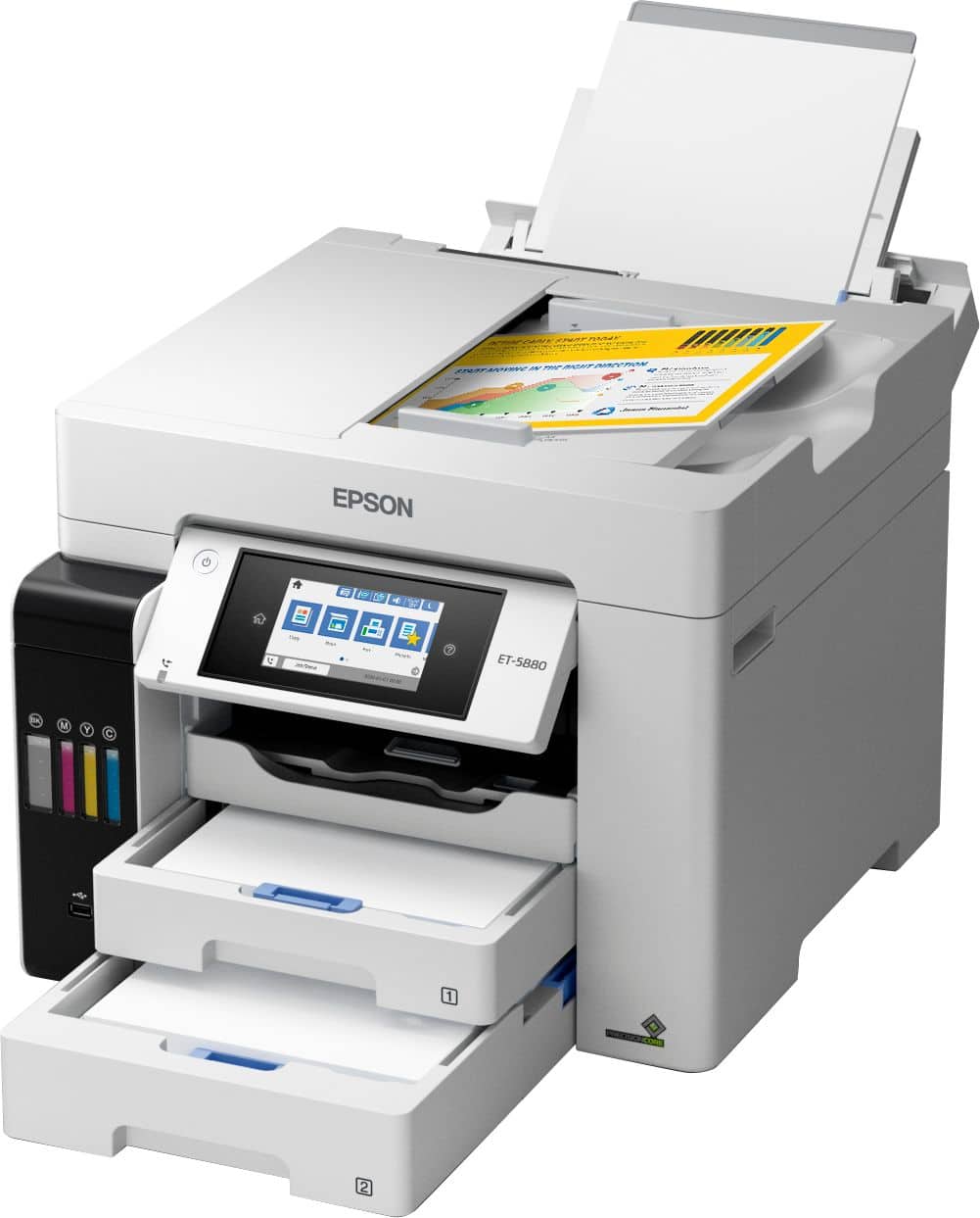 Alt View 18. Epson - EcoTank Pro ET-5880 Wireless All-In-One Inkjet Printer with PCL Support - White.