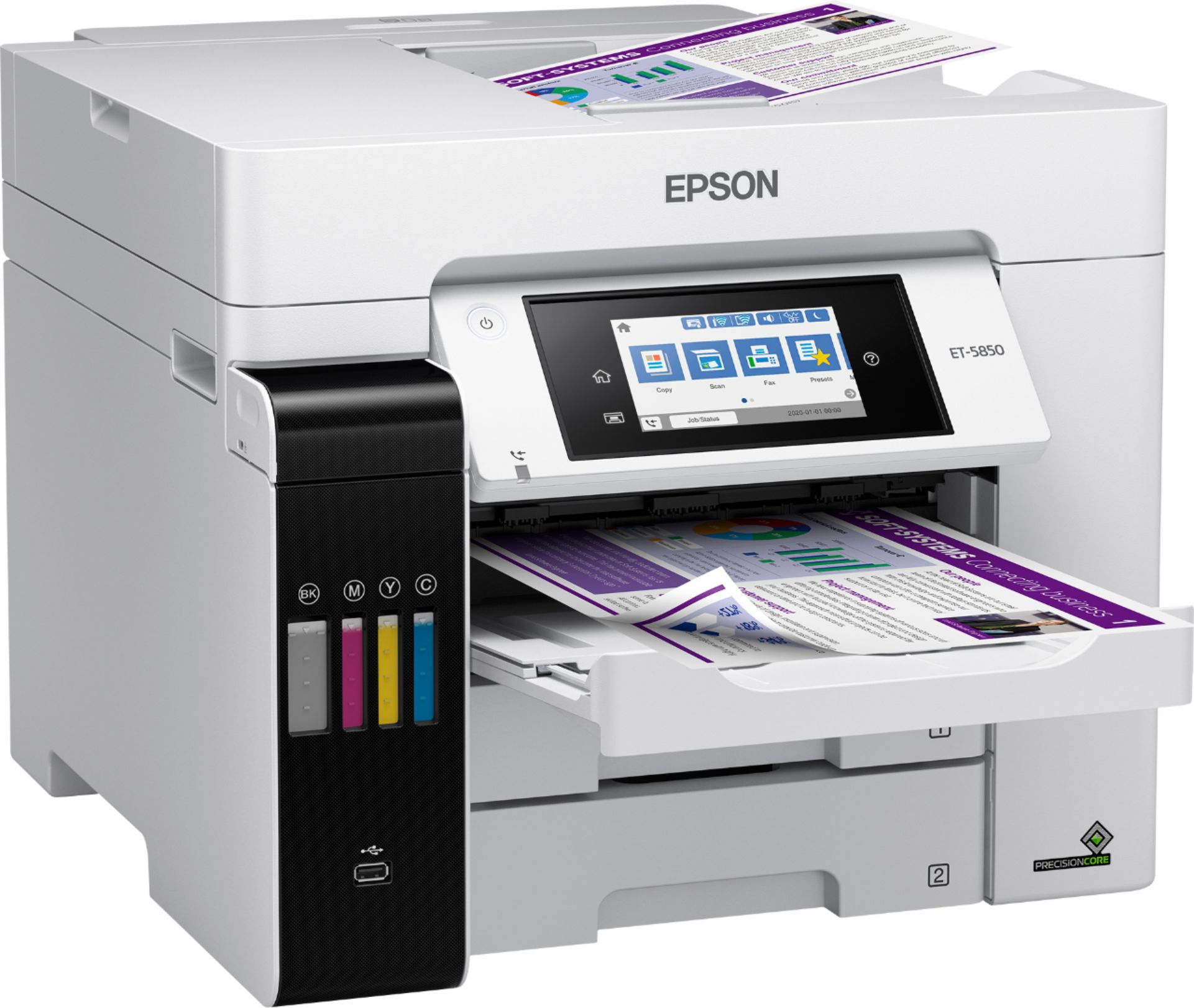 Angle View: Epson - EcoTank Pro ET-5850 Wireless All-In-One Inkjet Printer