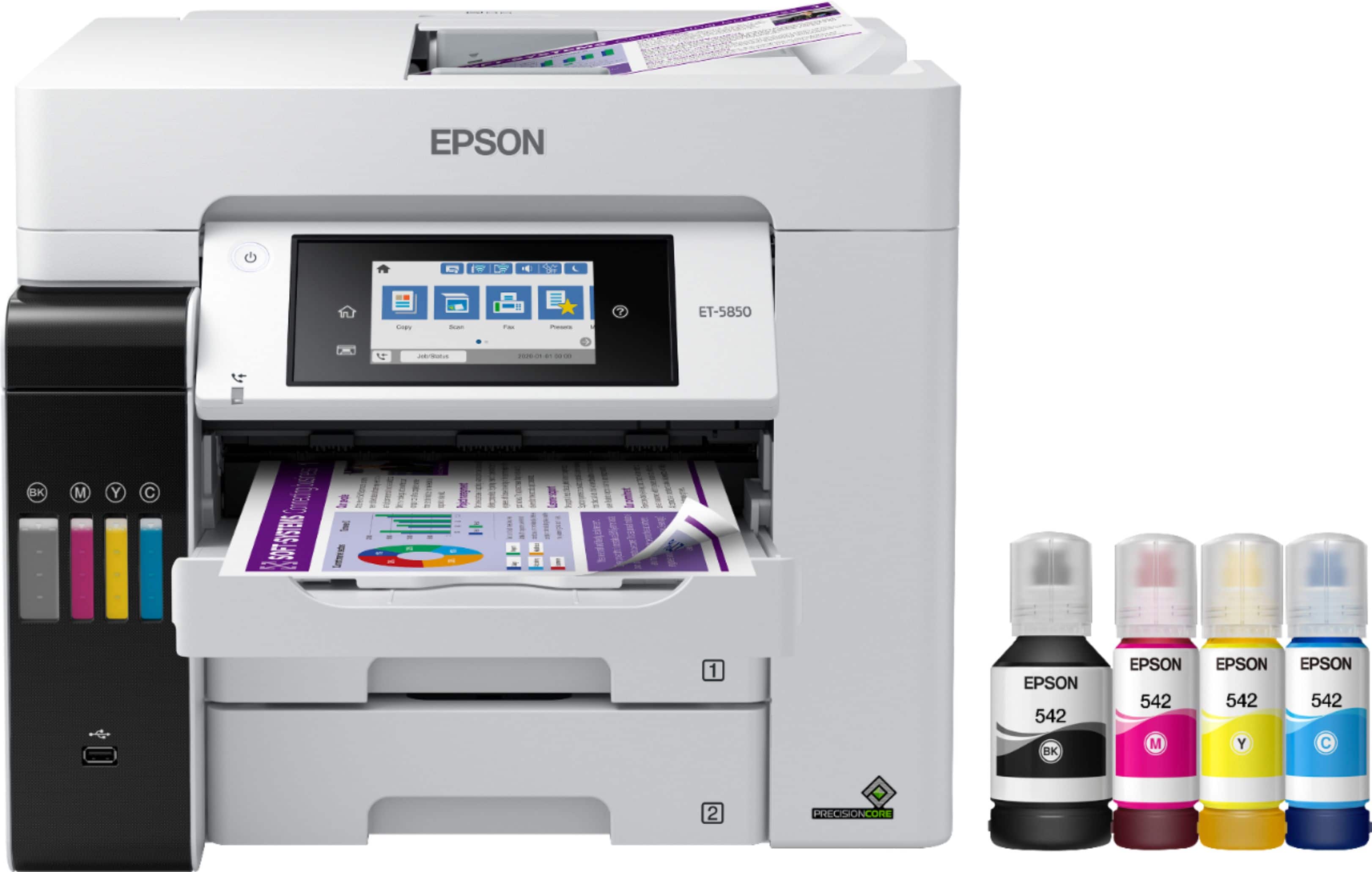 Alt View 24. Epson - EcoTank Pro ET-5850 Wireless All-In-One Inkjet Printer - White.