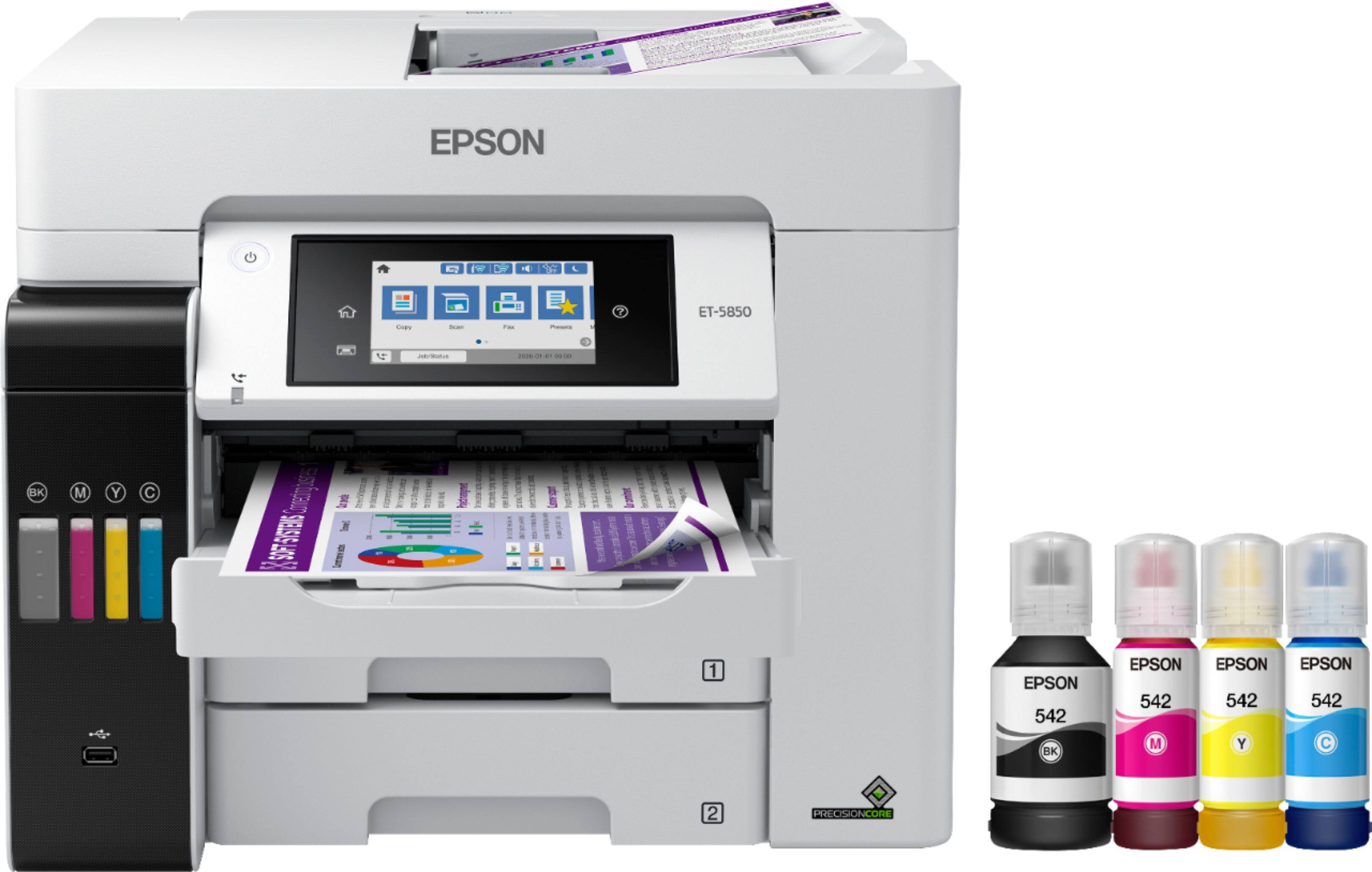 Alt View 24. Epson - EcoTank Pro ET-5850 Wireless All-In-One Inkjet Printer - White.