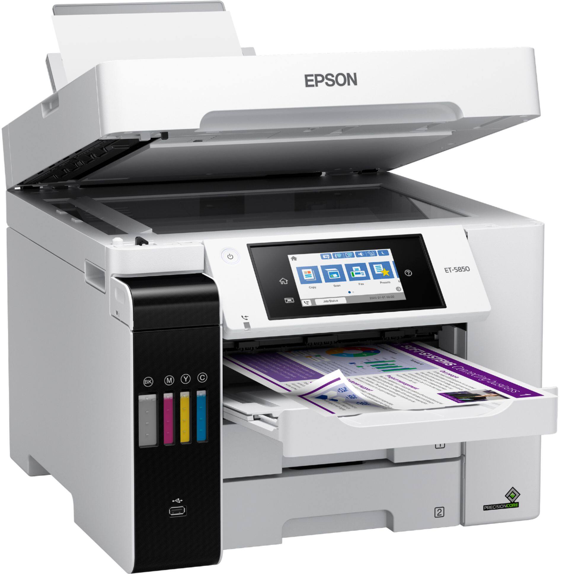 Alt View 13. Epson - EcoTank Pro ET-5850 Wireless All-In-One Inkjet Printer - White.