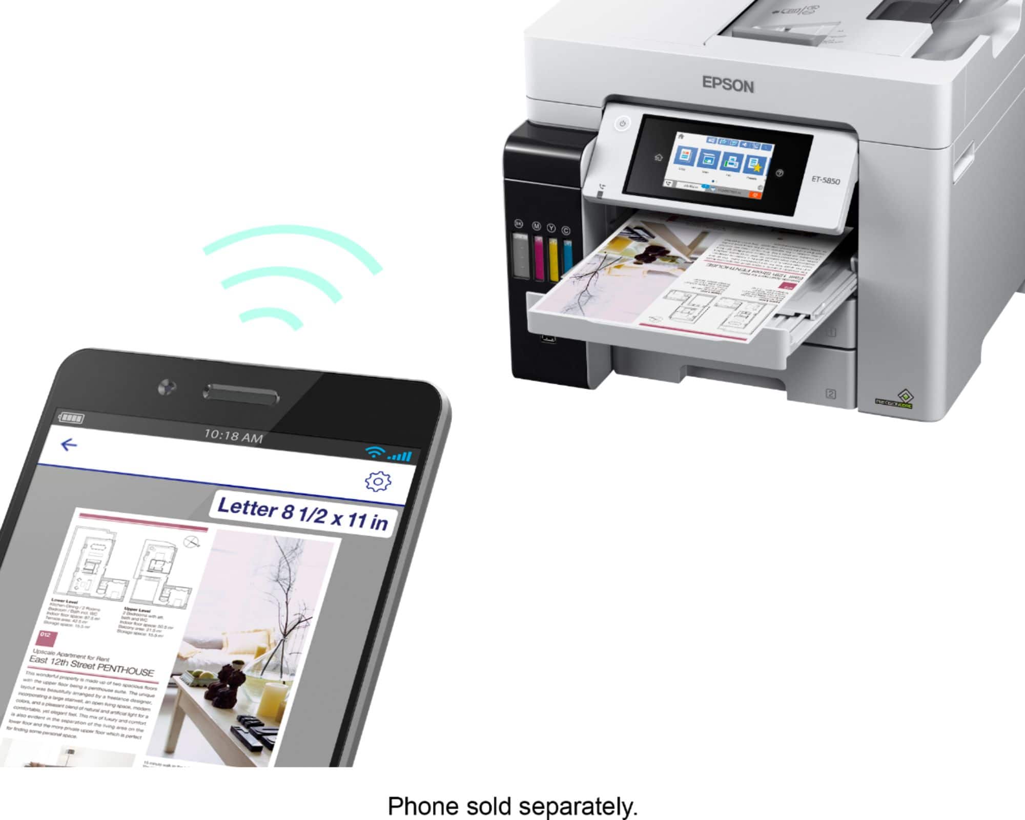 Alt View 17. Epson - EcoTank Pro ET-5850 Wireless All-In-One Inkjet Printer - White.