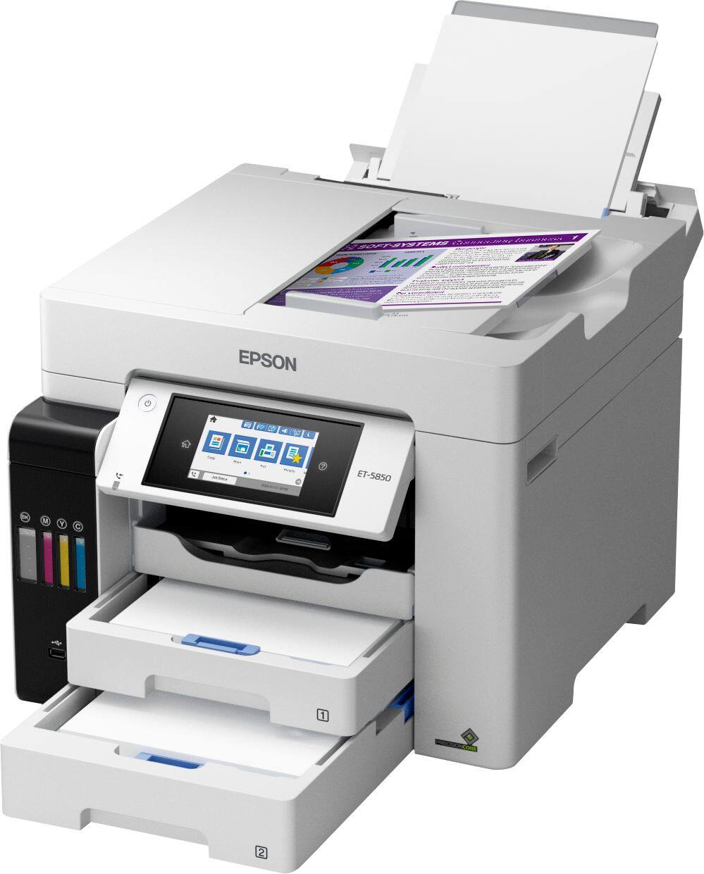Alt View 18. Epson - EcoTank Pro ET-5850 Wireless All-In-One Inkjet Printer - White.
