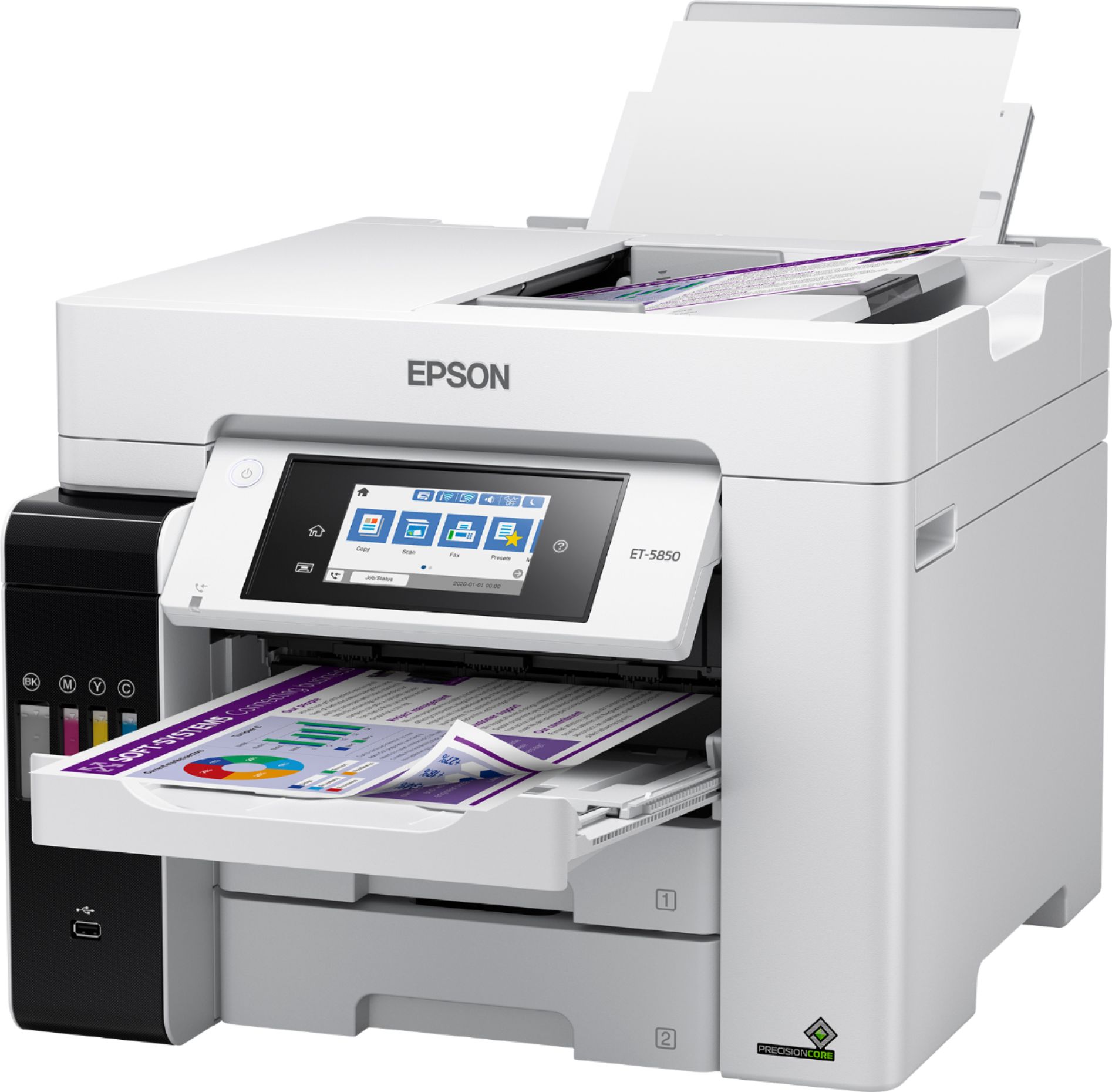 Left View: Epson - EcoTank Pro ET-5850 Wireless All-In-One Inkjet Printer