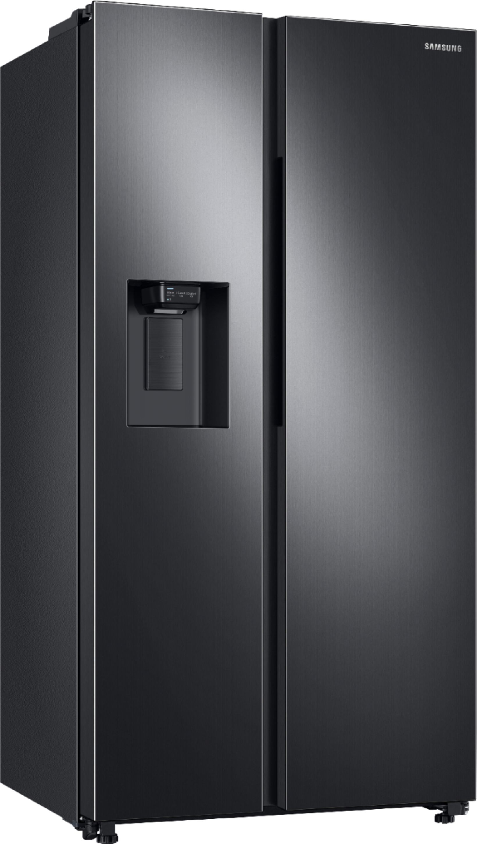 Angle View: Samsung - 22 cu. ft. Smart 3-Door French Door Refrigerator - Black stainless steel