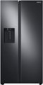 Front Zoom. Samsung - 22 Cu. Ft. Side-by-Side Counter-Depth Refrigerator - Black stainless steel.