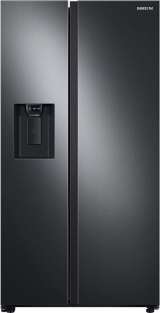 Front Zoom. Samsung - 22 Cu. Ft. Side-by-Side Counter-Depth Refrigerator - Black stainless steel.