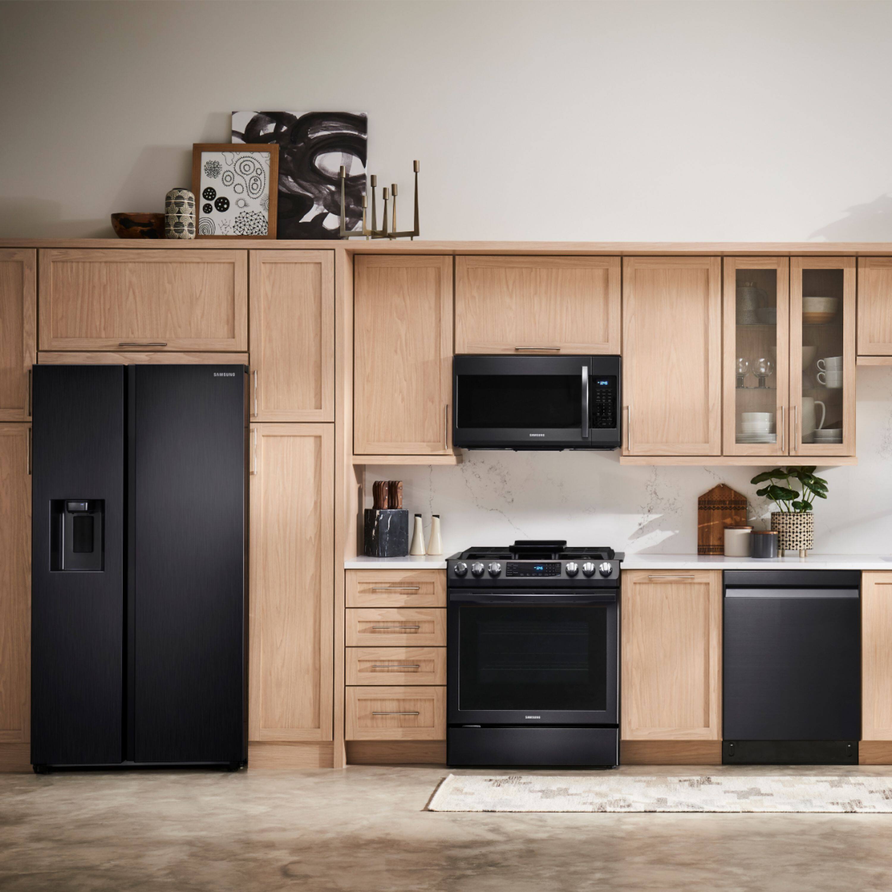 Alt View 19. Samsung - 22 cu. ft. Side-by-Side Counter Depth Smart Refrigerator with All-Around Cooling - Black Stainless Steel.