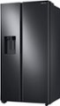 Left Zoom. Samsung - 22 Cu. Ft. Side-by-Side Counter-Depth Refrigerator - Black stainless steel.