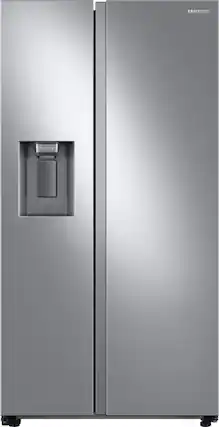 Front. Samsung - 22 cu. ft. Side-by-Side Counter Depth Smart Refrigerator with All-Around Cooling - Stainless Steel.