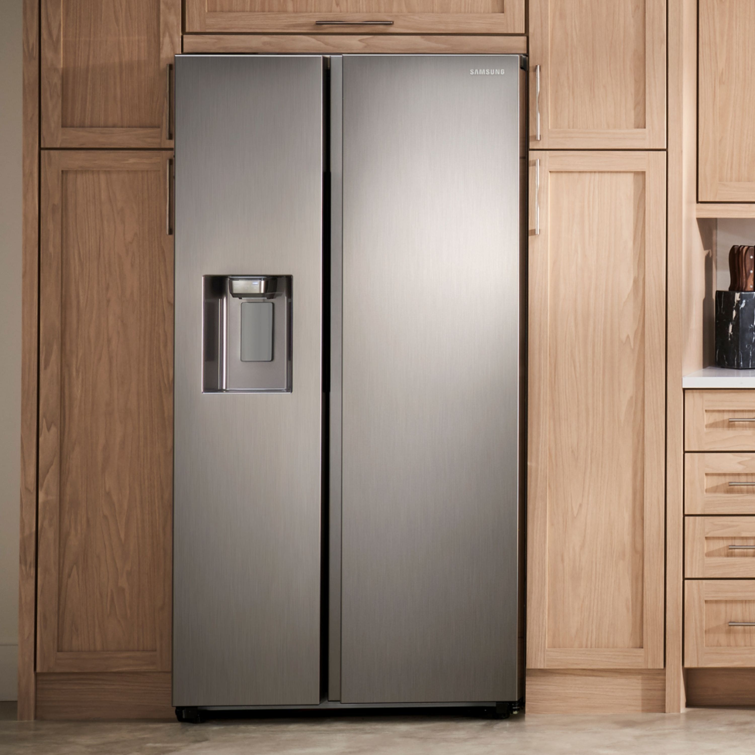 Alt View 14. Samsung - 22 cu. ft. Side-by-Side Counter Depth Smart Refrigerator with All-Around Cooling - Stainless Steel.
