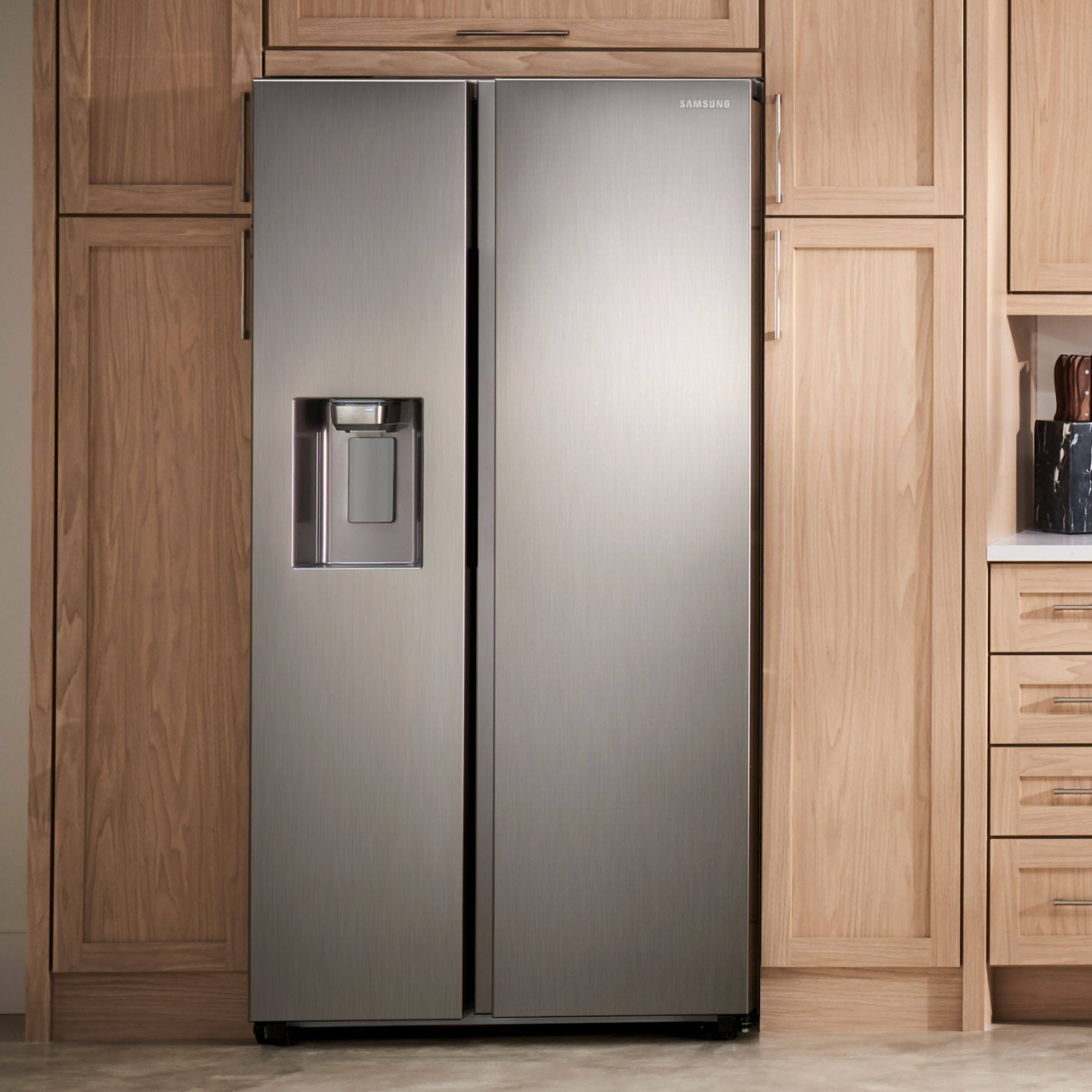 Alt View 14. Samsung - 22 cu. ft. Side-by-Side Counter Depth Smart Refrigerator with All-Around Cooling - Stainless Steel.