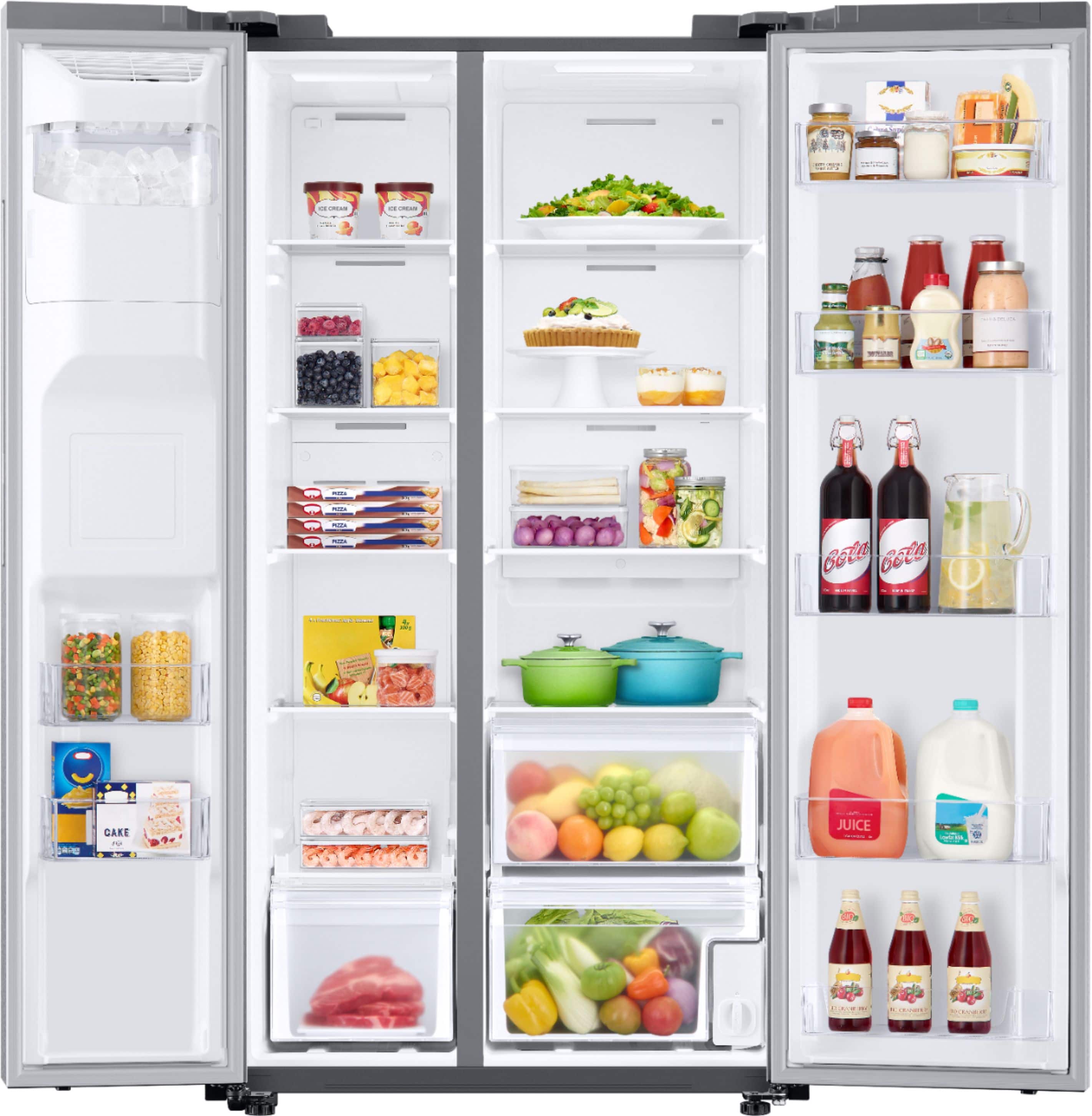 Alt View 2. Samsung - 22 cu. ft. Side-by-Side Counter Depth Smart Refrigerator with All-Around Cooling - Stainless Steel.