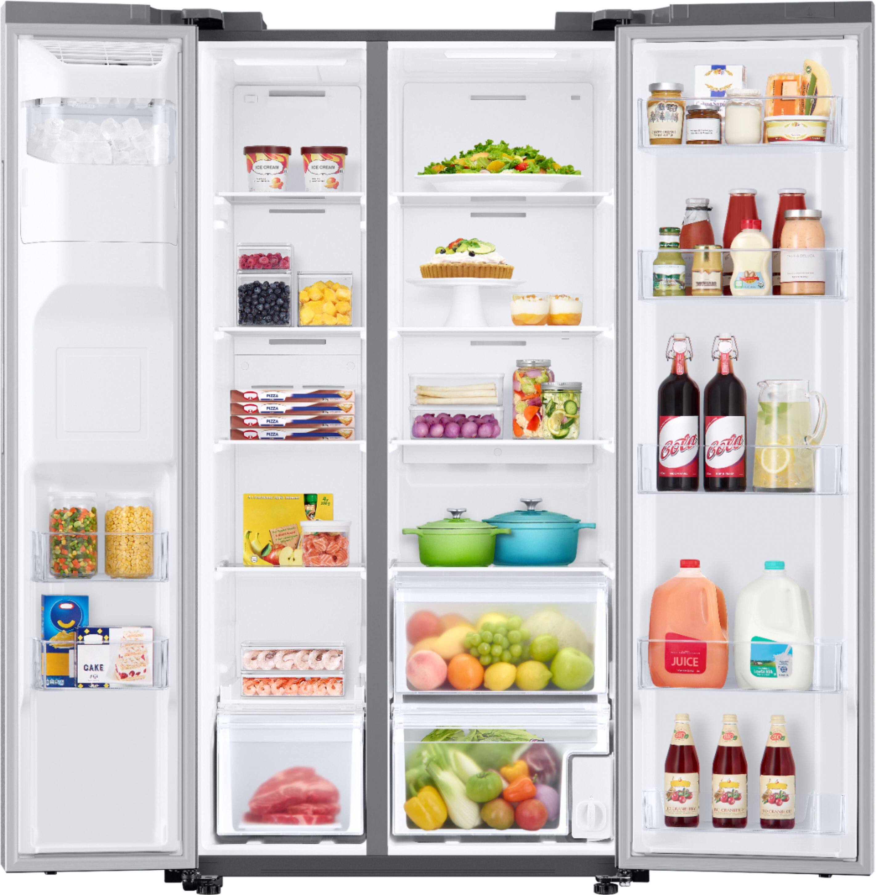 Alt View 2. Samsung - 22 cu. ft. Side-by-Side Counter Depth Smart Refrigerator with All-Around Cooling - Stainless Steel.