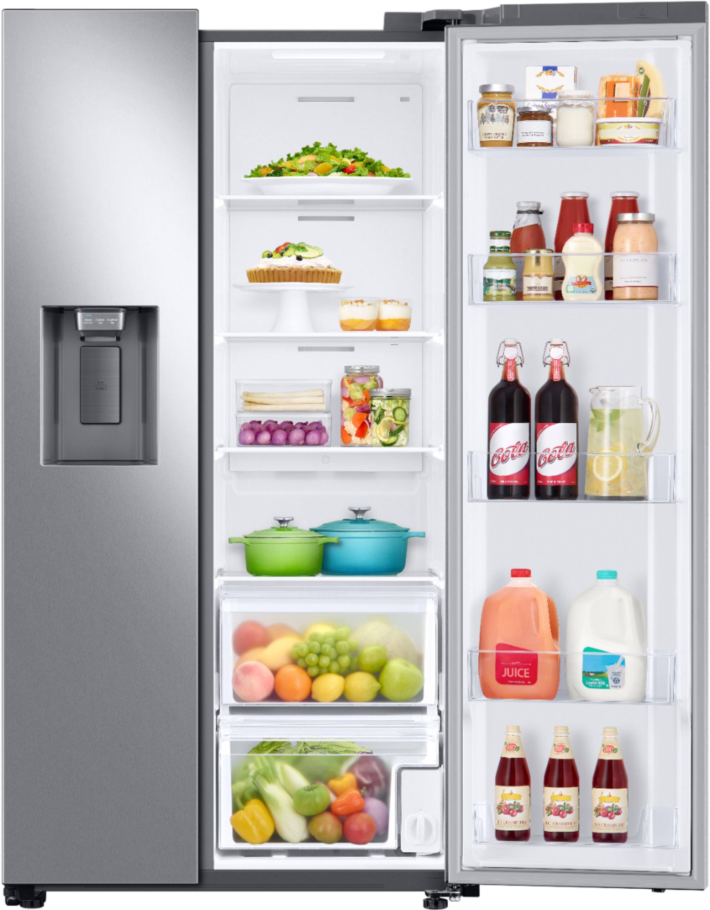 Alt View 5. Samsung - 22 cu. ft. Side-by-Side Counter Depth Smart Refrigerator with All-Around Cooling - Stainless Steel.