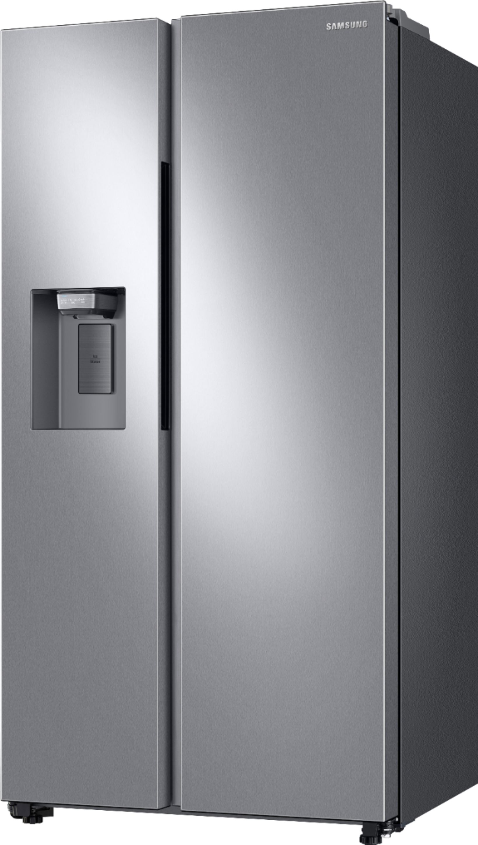 Left View: Samsung - 25.1 Cu. Ft. French Door Refrigerator with Family Hub - Stainless steel