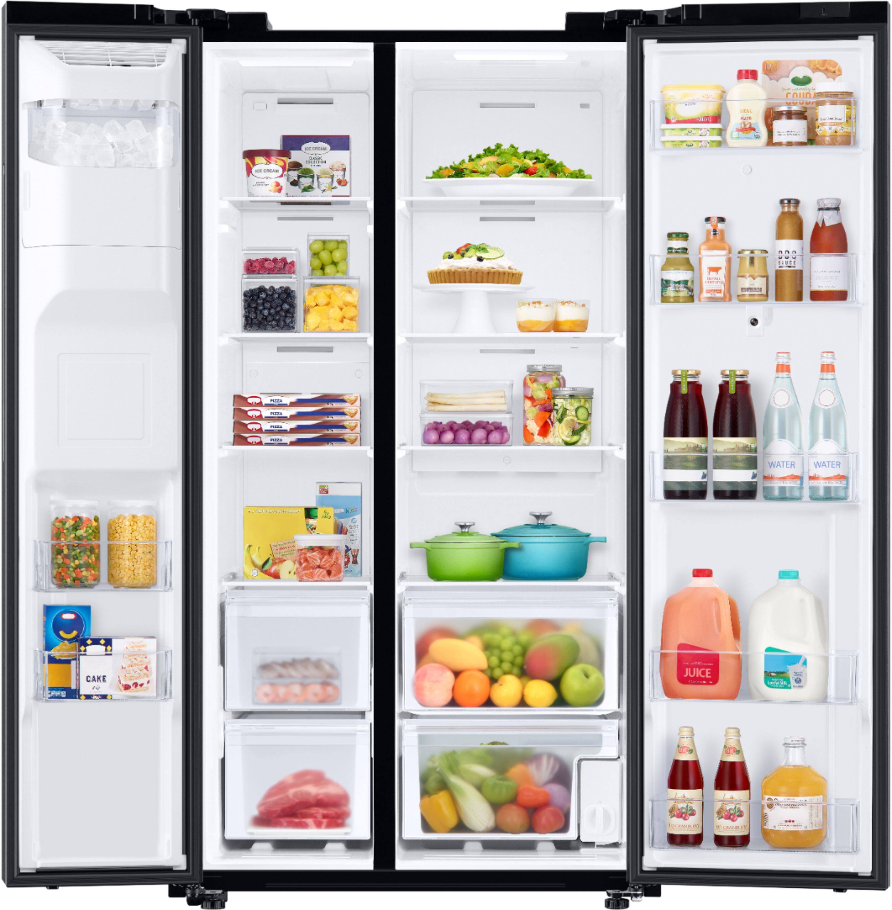 Alt View 2. Samsung - 26.7 cu. ft. Side-by-Side Smart Refrigerator with 21.5" Touch-Screen Family Hub - Black Stainless Steel.