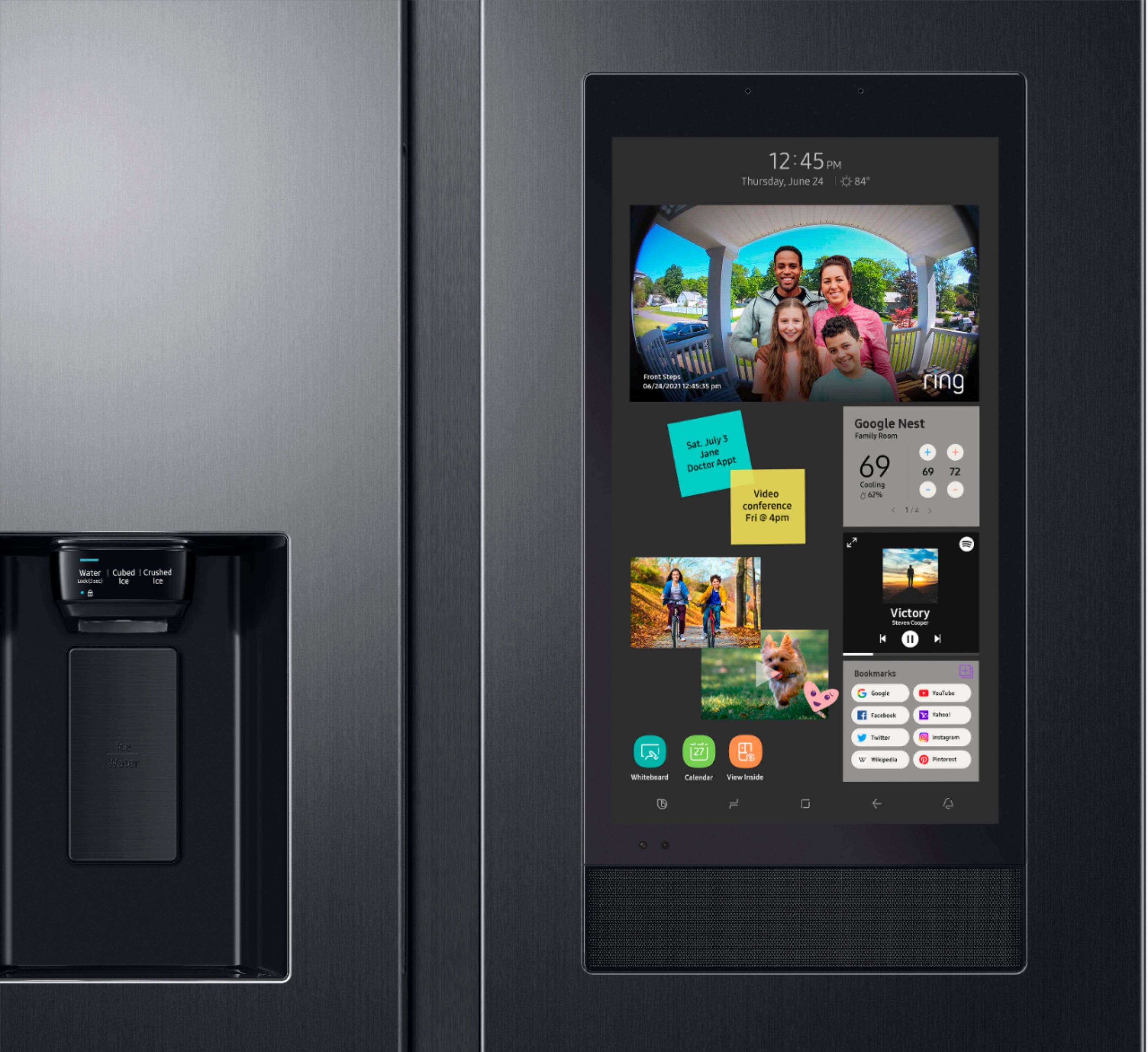 Alt View 5. Samsung - 26.7 cu. ft. Side-by-Side Smart Refrigerator with 21.5" Touch-Screen Family Hub - Black Stainless Steel.