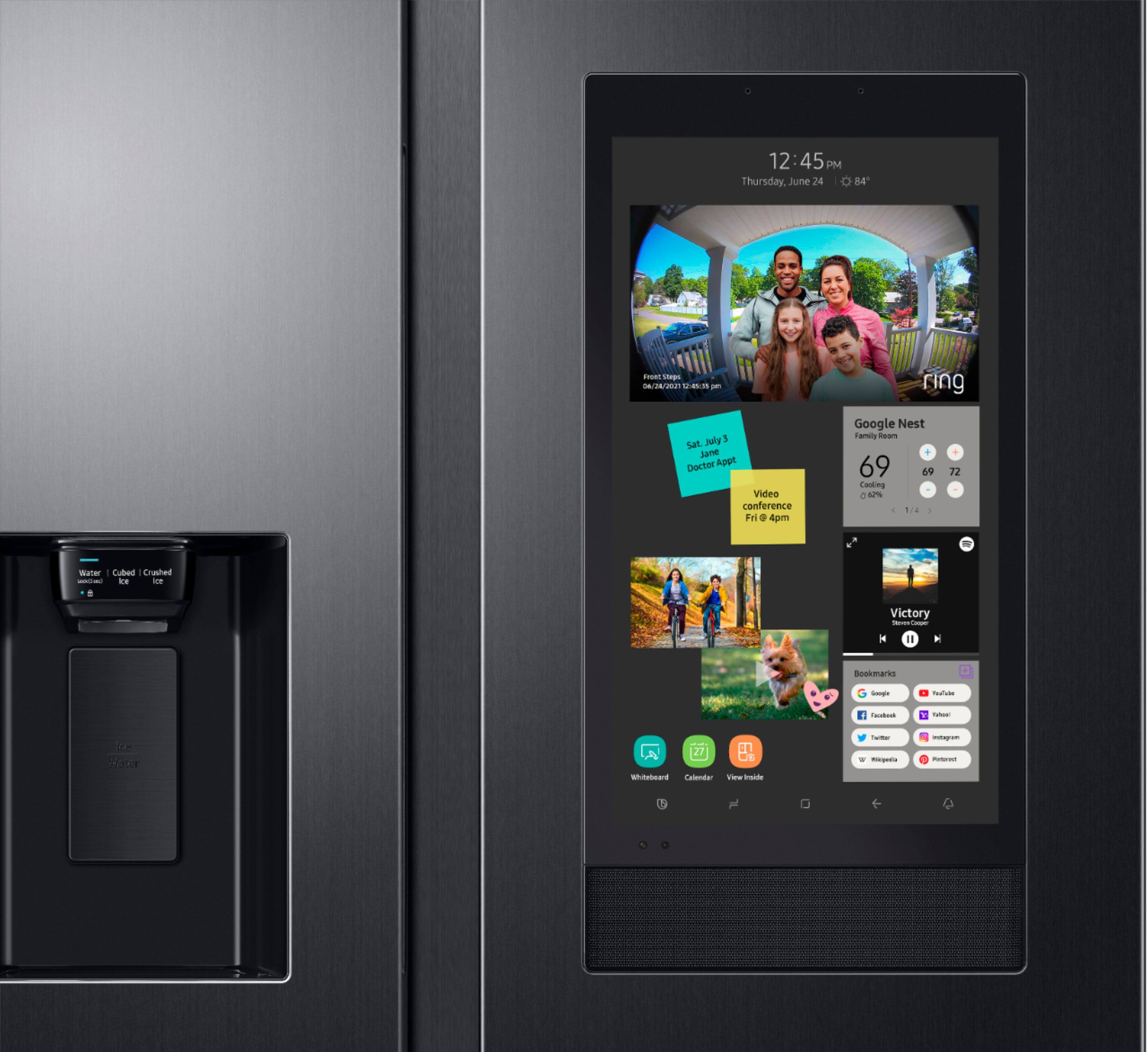 Alt View 5. Samsung - 26.7 cu. ft. Side-by-Side Smart Refrigerator with 21.5" Touch-Screen Family Hub - Black Stainless Steel.