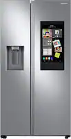 Samsung - 36 in. Wide 26.7 cu. ft. Side-by-Side Smart Refrigerator with 21.5" Touch-Screen Family Hub - Stainless Steel - Front_Zoom