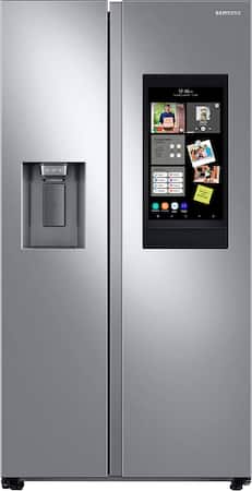 Samsung - 36 in. Wide 26.7 cu. ft. Side-by-Side Smart Refrigerator with 21.5" Touch-Screen Family Hub - Stainless Steel