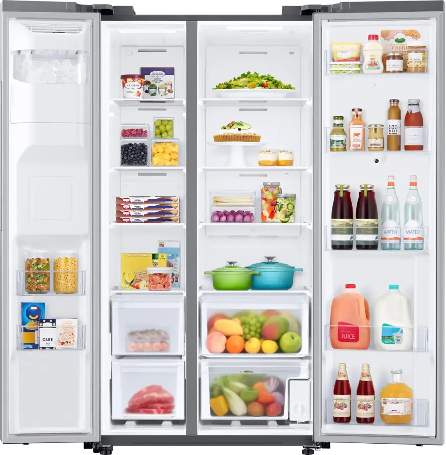 Alt View 1. Samsung - 26.7 cu. ft. Side-by-Side Smart Refrigerator with 21.5" Touch-Screen Family Hub - Stainless Steel.