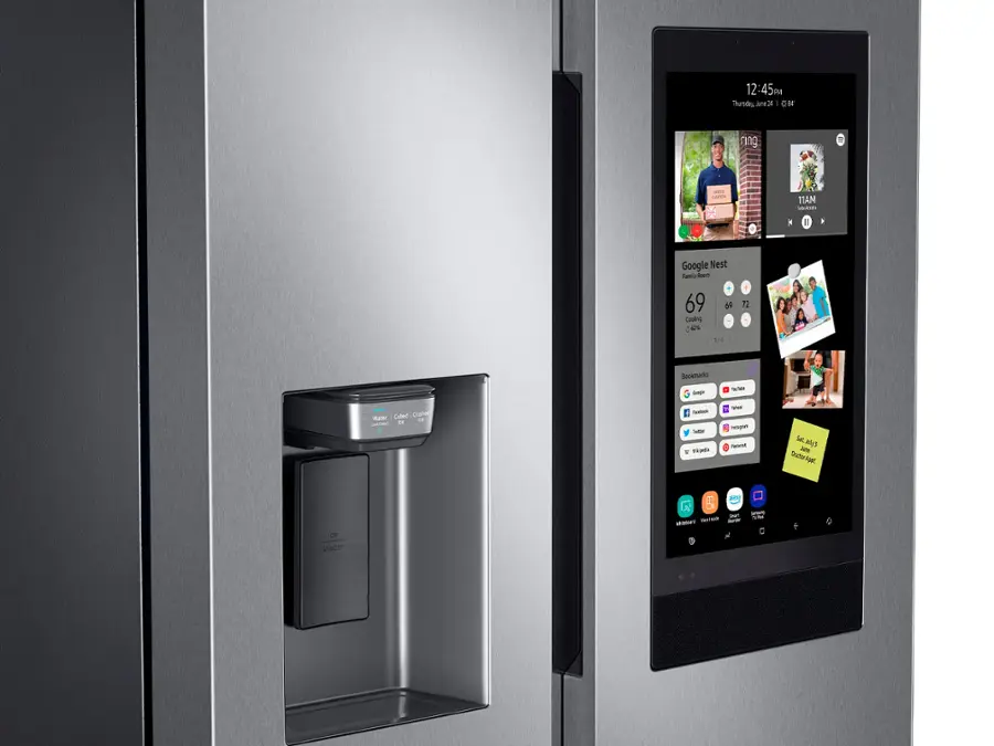 Alt View 5. Samsung - 26.7 cu. ft. Side-by-Side Smart Refrigerator with 21.5" Touch-Screen Family Hub - Stainless Steel.