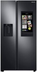 Front. Samsung - 21.5 Cu. Ft. Side-by-Side Counter-Depth Refrigerator with 21.5" Touchscreen Family Hub - Black Stainless Steel.
