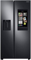 Samsung - 21.5 Cu. Ft. Side-by-Side Counter-Depth Refrigerator with 21.5" Touchscreen Family Hub - Black stainless steel - Front_Zoom