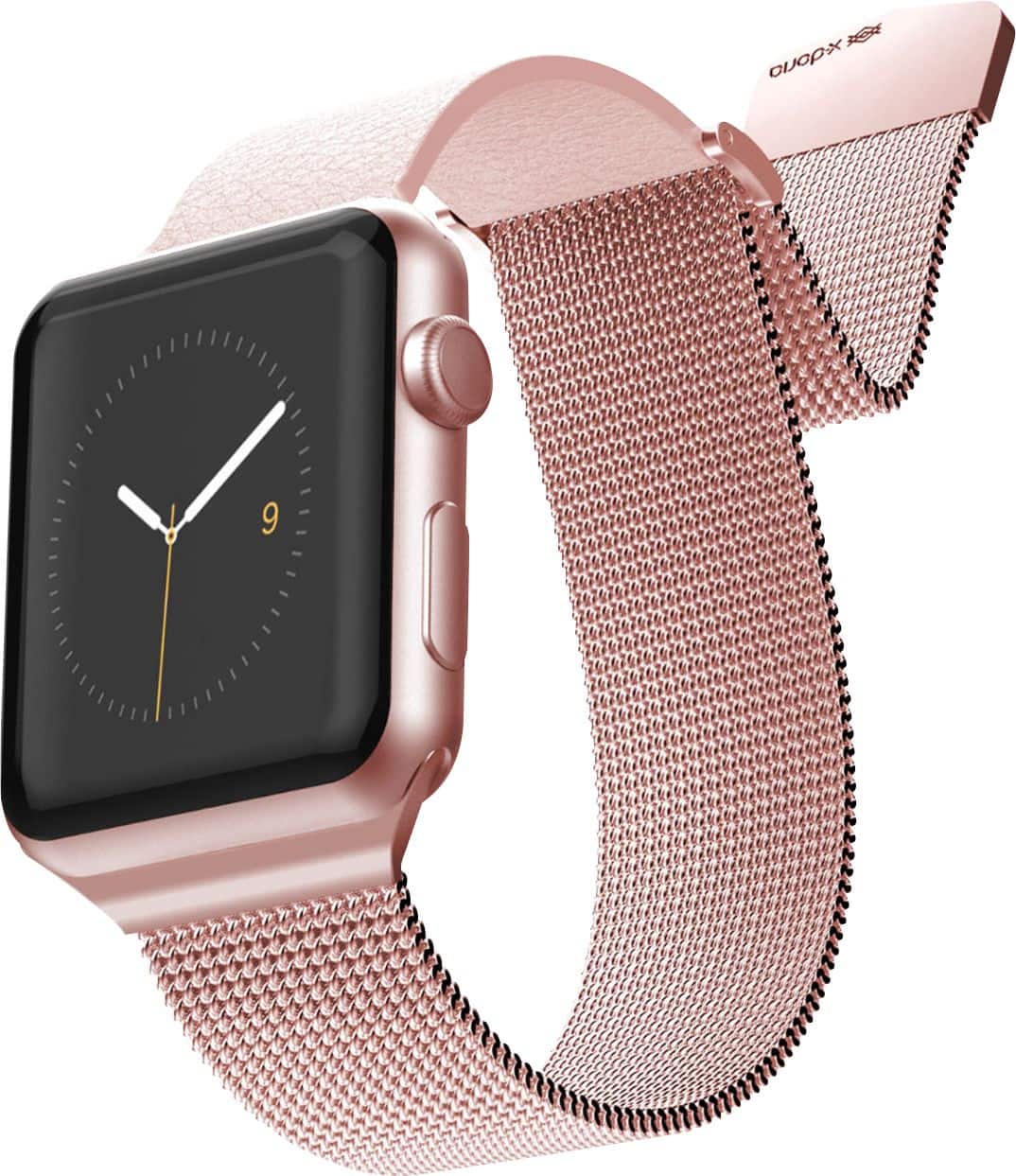 Angle. Raptic - Hybrid Mesh Watch Band for Apple Watch® 42mm, 44mm, 45mm - Rose Gold.